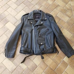 Wilsons Black Leather Jacket- Mens Large